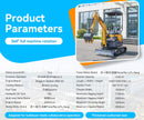 13.5 HP compact mini excavator with dozer blade, 360° rotation and 0.03 m³ bucket