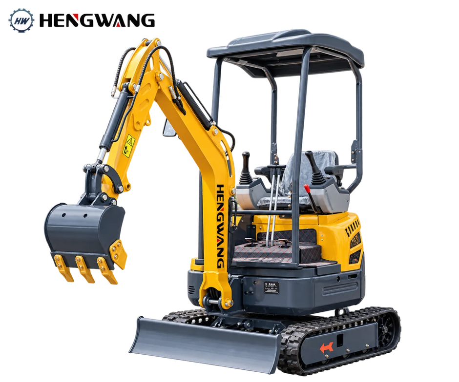13.5 HP compact mini excavator with rubber tracks and dozer blade
