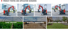 1.5Ton Mini Excavator | Extended Chassis & Boom Swing | 3 Colors Available