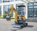 3,500 lb compact mini excavator with dozer blade and digging bucket