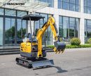 3,500 lb mini excavator with rubber tracks, digging bucket and dozer blade