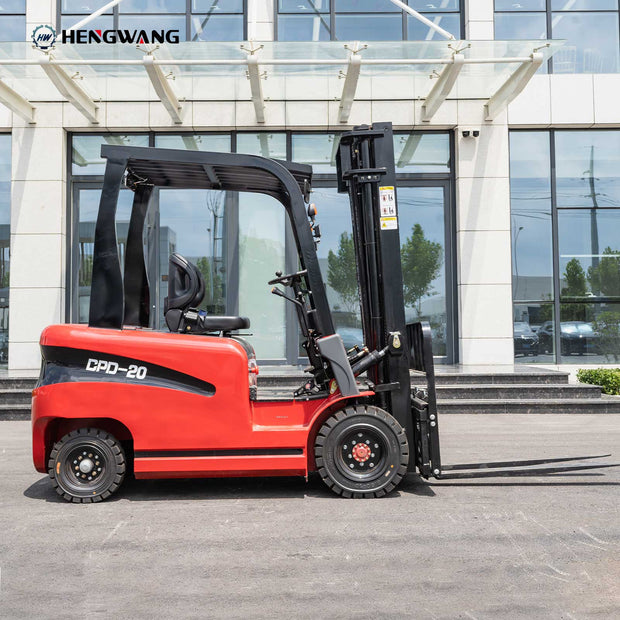 4400 lb electric forklift side view with lifting mast and forks