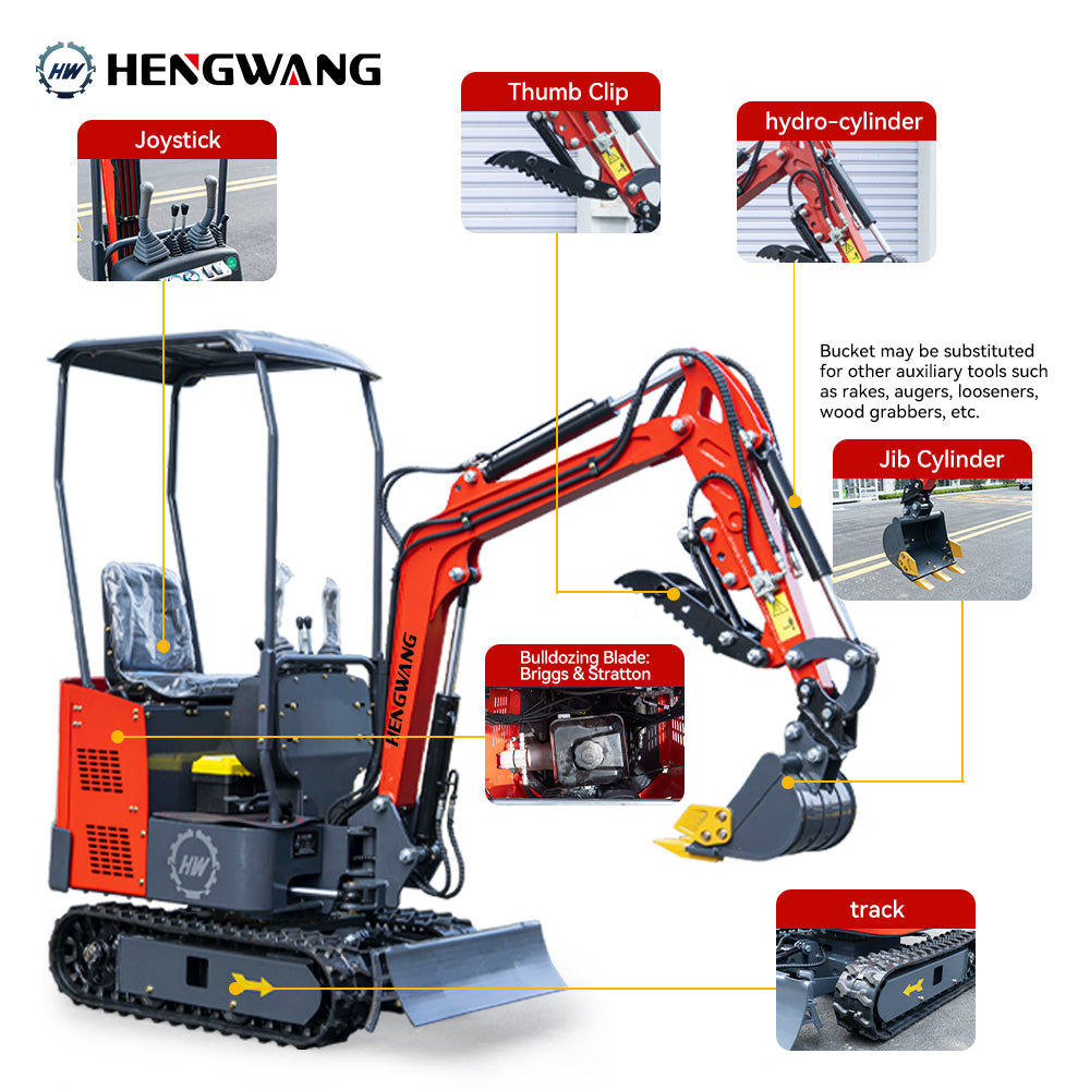 1.5Ton Mini Excavator | Extended Chassis & Boom Swing | 3 Colors Available