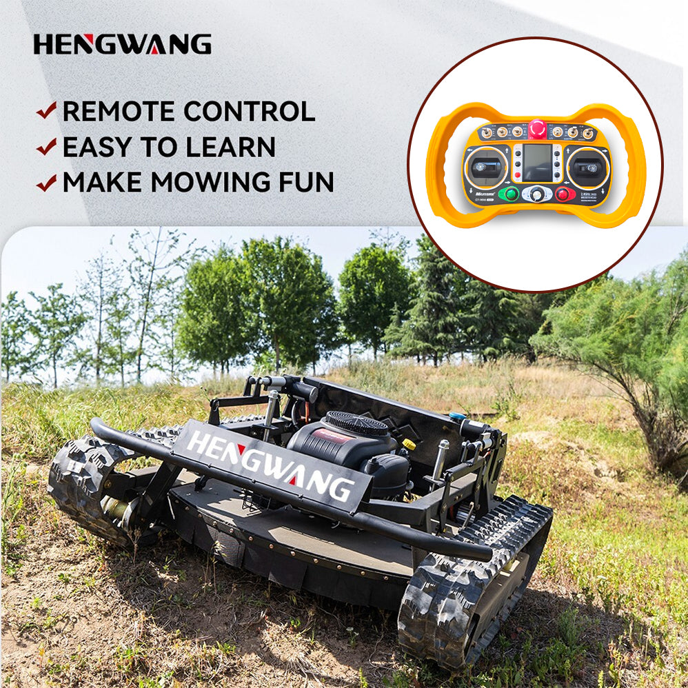 Gasoline remote control lawn mower, 65° climbing, adjustable cutting height