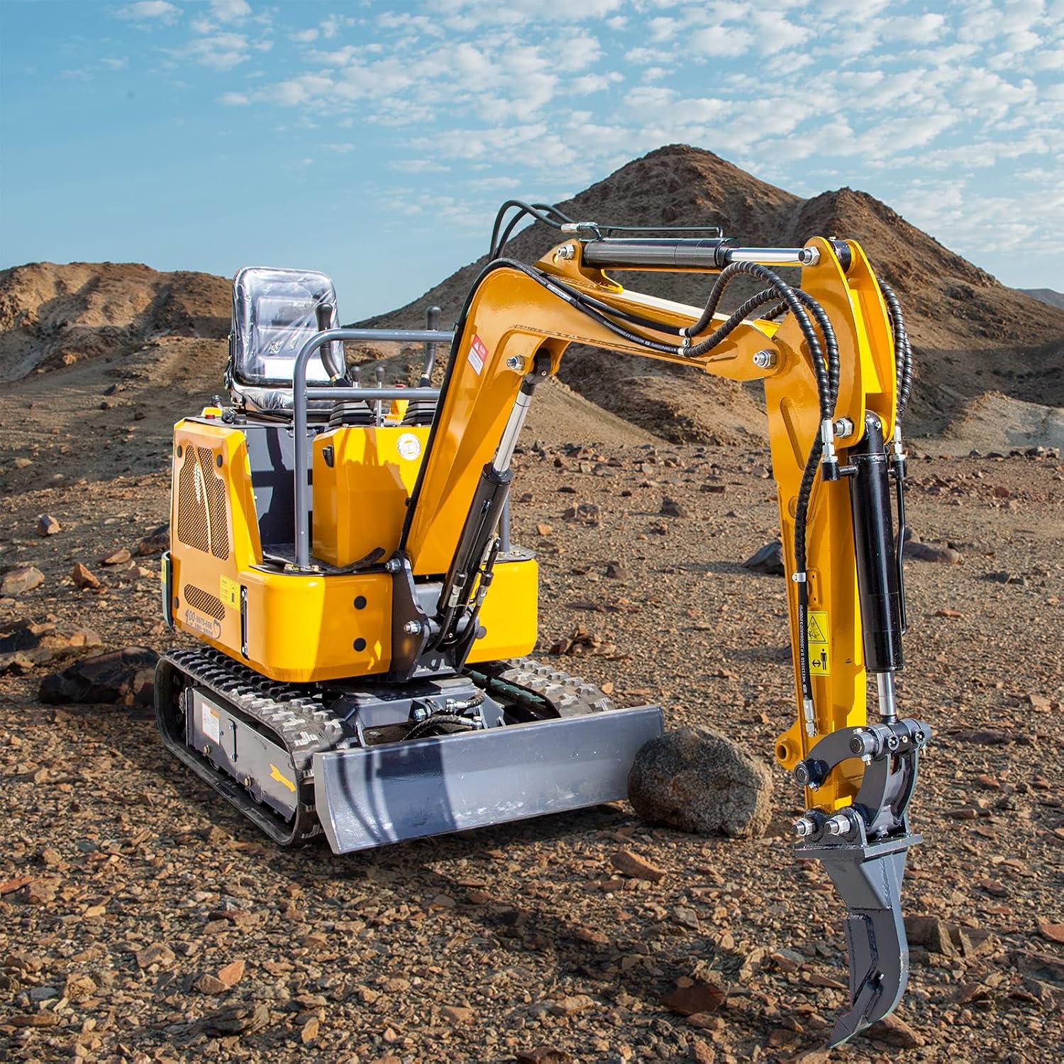 Mini Excavator Ripper, Backhoe Scarifier, Small Digger Attachment, for 1T to 1.5Tons Excavators, 90MM/3.54in Span, 25MM/0.98in Hole Diameter, 90MM/3.54in Central Wheelbase