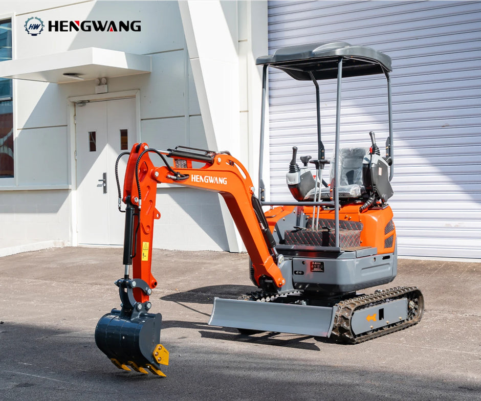 HENGWANG compact mini excavator with hydraulic bucket, rubber tracks and front dozer blade