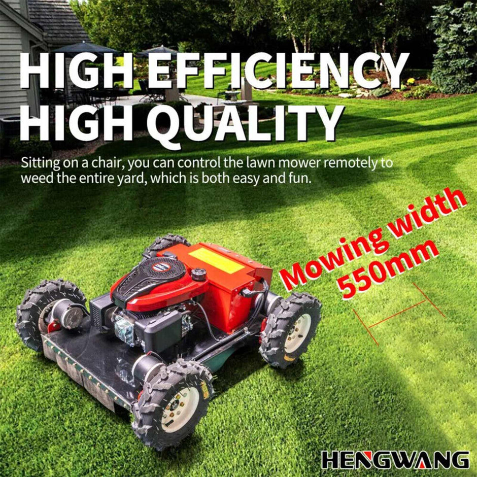 Hengwang remote control lawn mower with 550mm mowing width, high efficiency 4WD robotic grass cutter for residential backyard lawn care