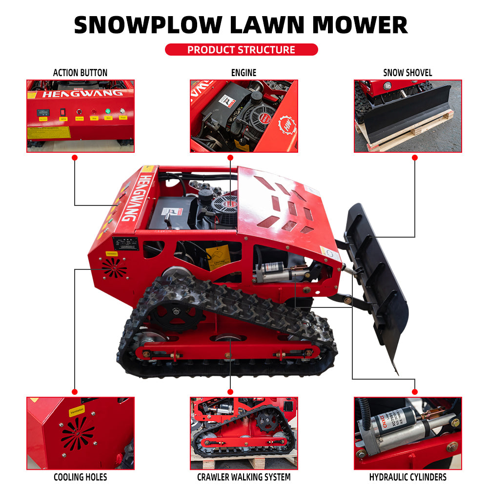 Remote Control Crawler Lawn Mower 224cc 45° All Terrain Gas Snow Plow