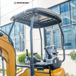 Protective canopy and operator seat with pilot joystick controls on Hengwang HW-13W 1.3 ton mini excavator
