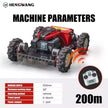 Hengwang HW196-55 remote lawn mower specification chart, 550mm cutting width, 30° climbing angle, 200m remote range, 7.5HP power