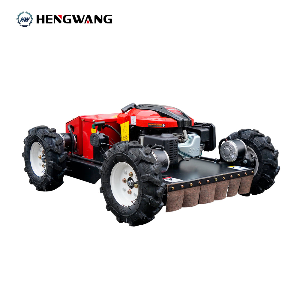 Hengwang HW196-55 remote control 4WD off-road lawn mower with Loncin 7.5HP gasoline engine, rugged anti-slip tires for hills, orchards and ranch grass cutting