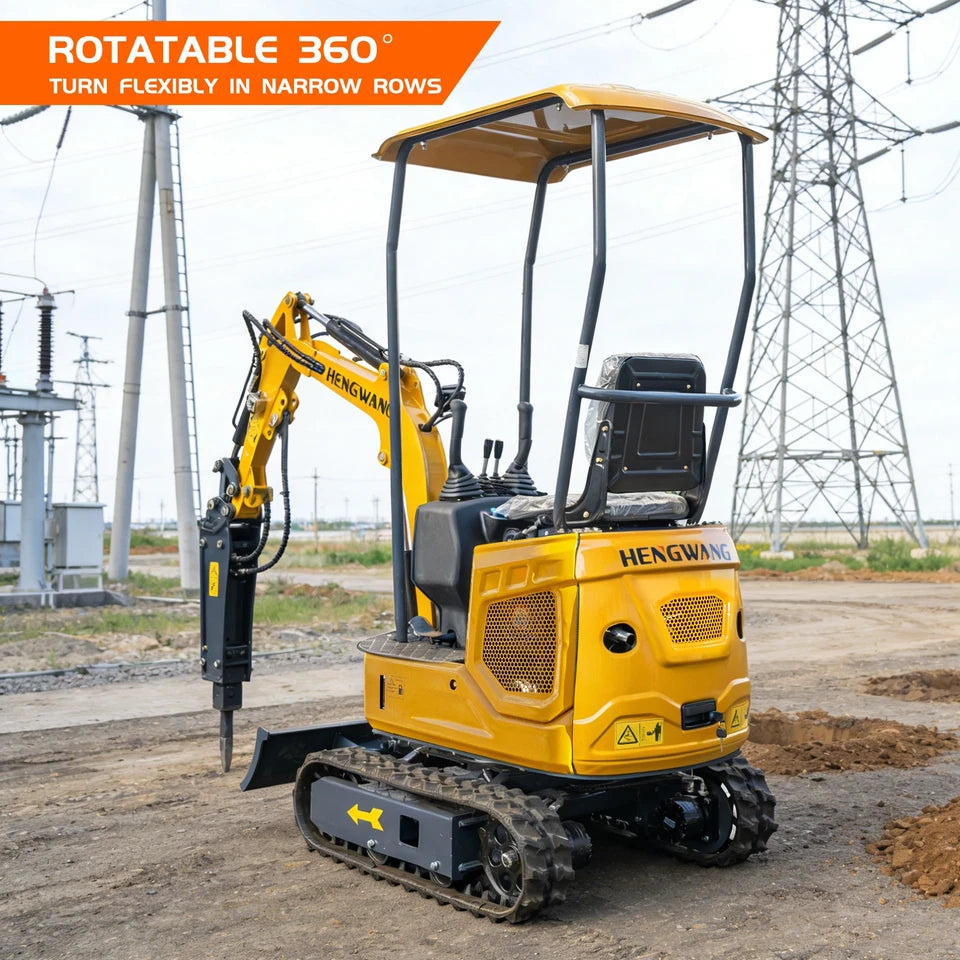 HENGWANG Mini Crawler Excavator, Branded Engine, EPA Certified – Free Shipping