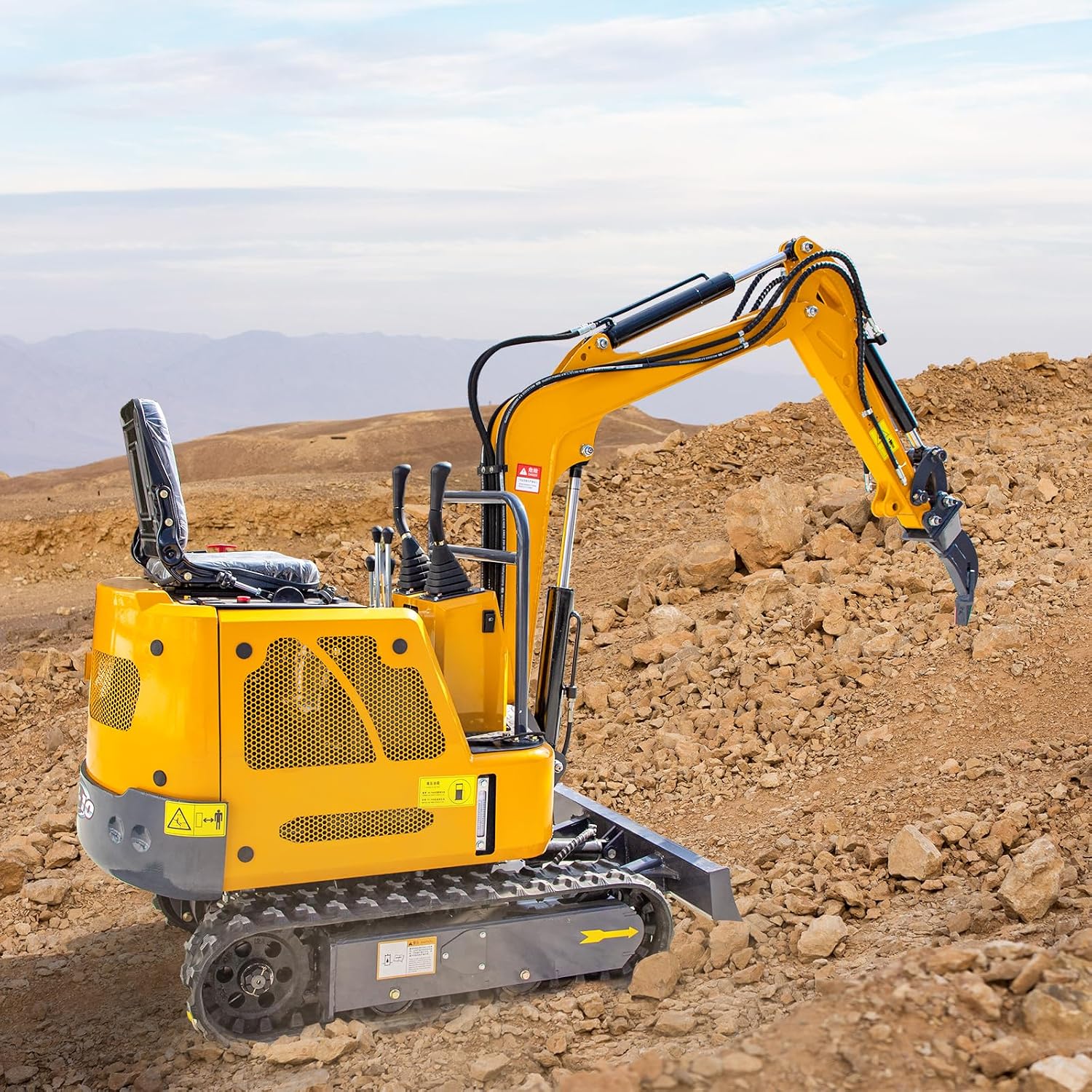 Mini Excavator Ripper, Backhoe Scarifier, Small Digger Attachment, for 1T to 1.5Tons Excavators, 90MM/3.54in Span, 25MM/0.98in Hole Diameter, 90MM/3.54in Central Wheelbase