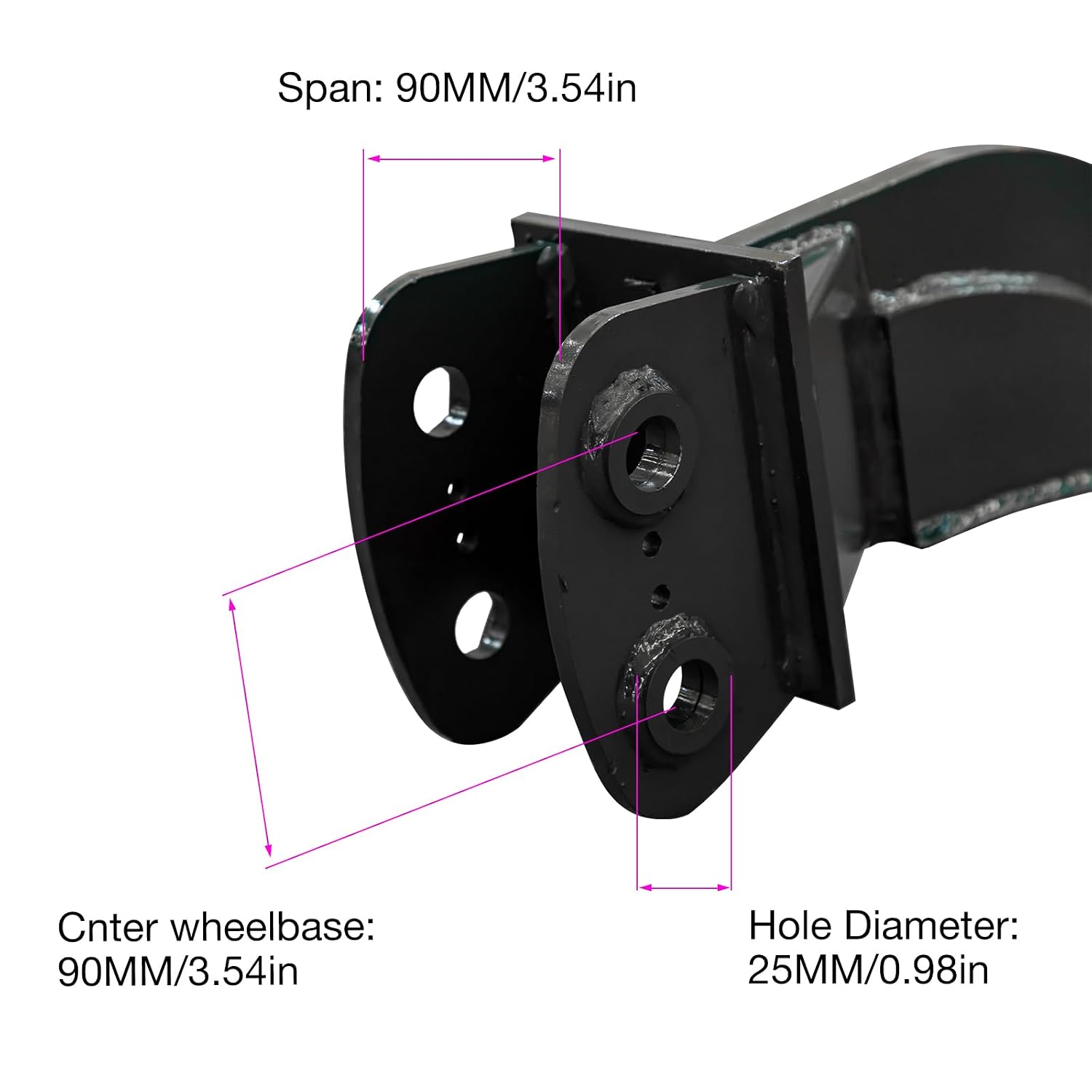 Mini Excavator Ripper, Backhoe Scarifier, Small Digger Attachment, for 1T to 1.5Tons Excavators, 90MM/3.54in Span, 25MM/0.98in Hole Diameter, 90MM/3.54in Central Wheelbase